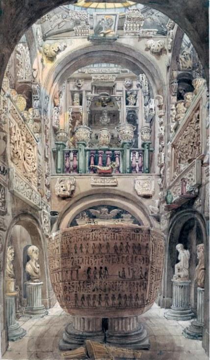 The Dome at Sir John Soane's Museum, period watercolour